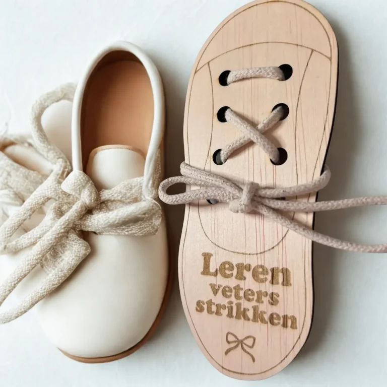 Houten leren veterstrik schoen